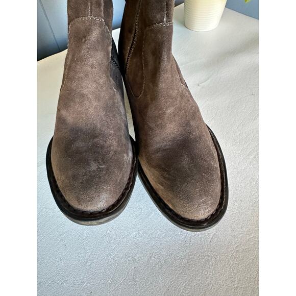 BORN Basil Grey Asphalto Distress Double Buckle Riding Western Look Boots Sz 6M - Picture 3 of 14